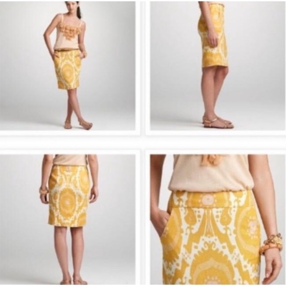 J. Crew Ochre Ikat Print Pencil Skirt - Picture 7 of 9